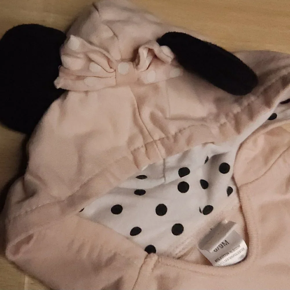 Disney Infant Girls Pink Mini Mouse Hooded Outfit 6-9 Months